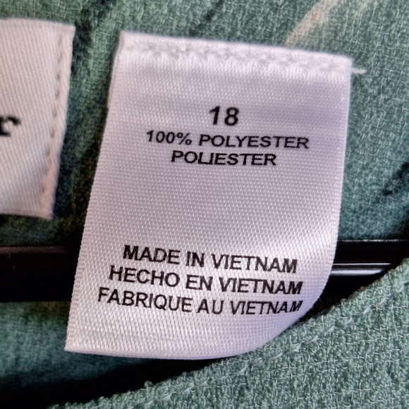 Alfred Dunner Blouse Plus Sz18 Sea Grn Short Sleeve Floral Button Front Washable - Picture 4 of 11